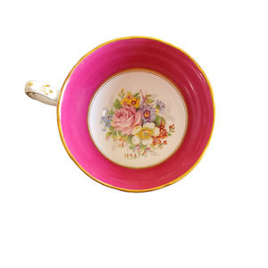 Vintage Grosvenor Pink Floral & Gold Teacup